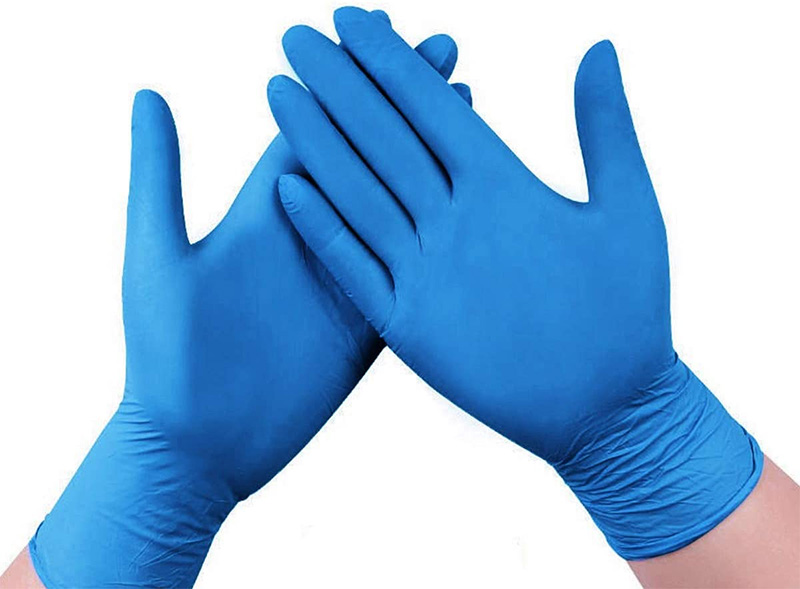 Blue nitrile gloves