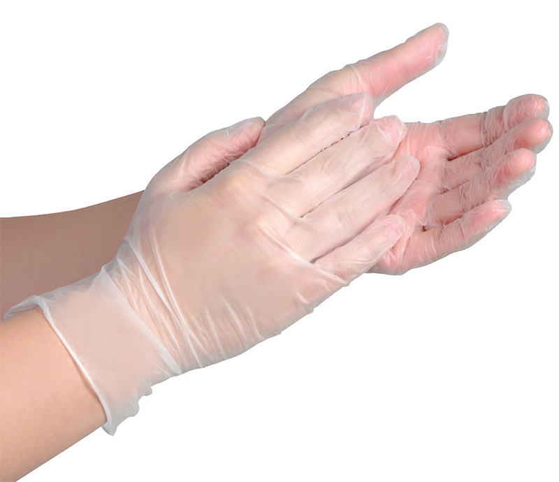 Clear vinyl gloves