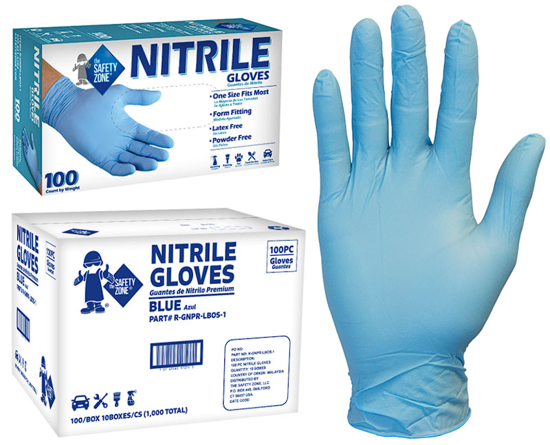 The Safety Zone 100-Count One Size Fits All Nitrile Disposable Cleaning  Gloves in the Cleaning Gloves department at